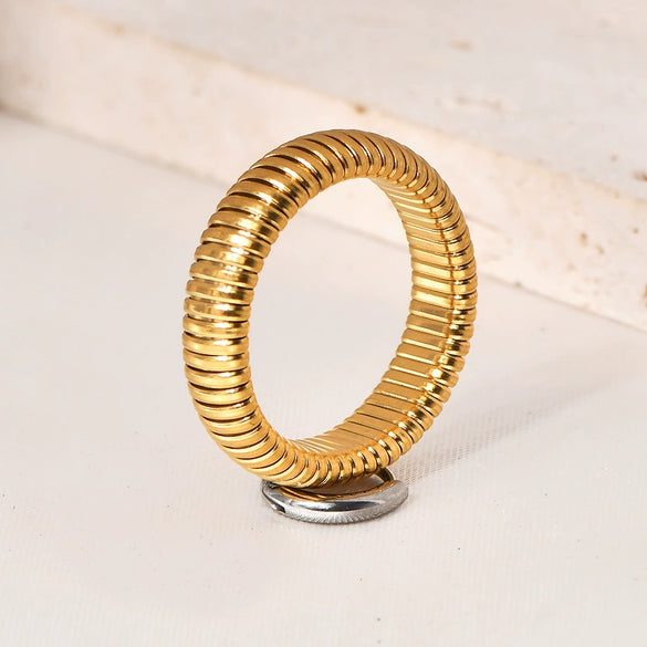 Jewelry Titanium Steel Retro Geometric Ushaped Gold Plated Ring Bracelet For Women