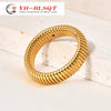 Jewelry Titanium Steel Retro Geometric Ushaped Gold Plated Ring Bracelet For Women