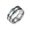 Jewelry Titanium Steel Ring And Bracelet Inlaid Abalone And Shell With Dripping Oil Treatment And Letters Numbers Text Pattern Unisex