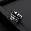 Jewelry Titanium Steel Ring And Bracelet Inlaid Abalone And Shell With Dripping Oil Treatment And Letters Numbers Text Pattern Unisex