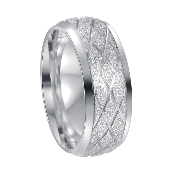 Jewelry Titanium Steel Ring Diamond Plaid Frosted Electroplating Unisex