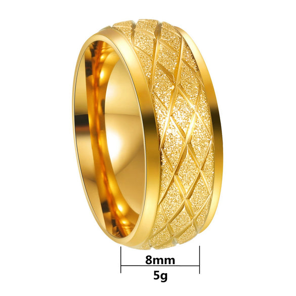 Jewelry Titanium Steel Ring Diamond Plaid Frosted Electroplating Unisex