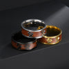 Jewelry Titanium Steel Ring Inlaid With Acacia Wood Grain Turtle Pattern Dripping Oil Unisex