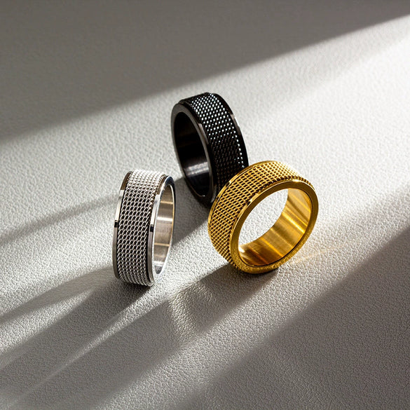 Jewelry Titanium Steel Rotatable Ring Geometric Electroplating Unisex