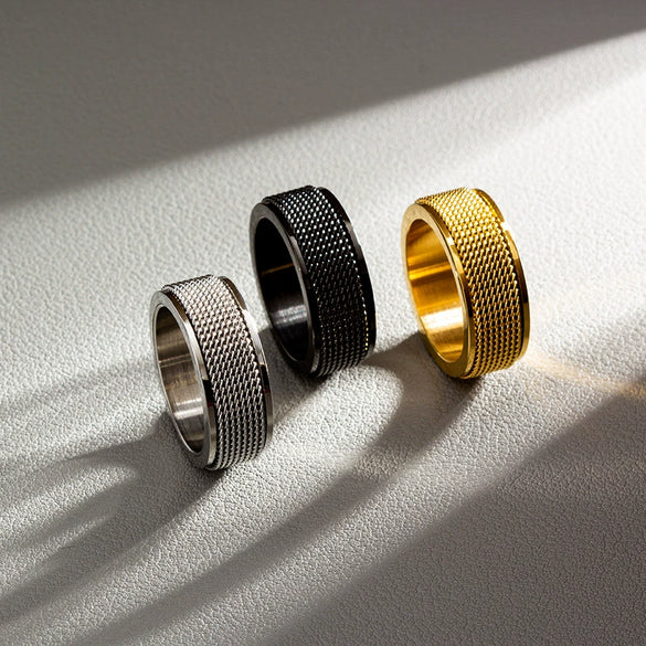 Jewelry Titanium Steel Rotatable Ring Geometric Electroplating Unisex