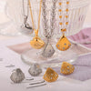 Jewelry 316L Stainless Steel Shell Shape Diamondencrusted Freshwater Pearl Electroplating Unisex