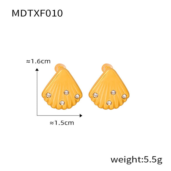 Jewelry 316L Stainless Steel Shell Shape Diamondencrusted Freshwater Pearl Electroplating Unisex