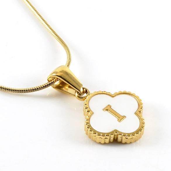 Jewelry Titanium Steel Snake Bone Chain Letter Pendant With Electroplating And Four Leaf Clover Design For Women