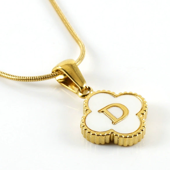 Jewelry Titanium Steel Snake Bone Chain Letter Pendant With Electroplating And Four Leaf Clover Design For Women