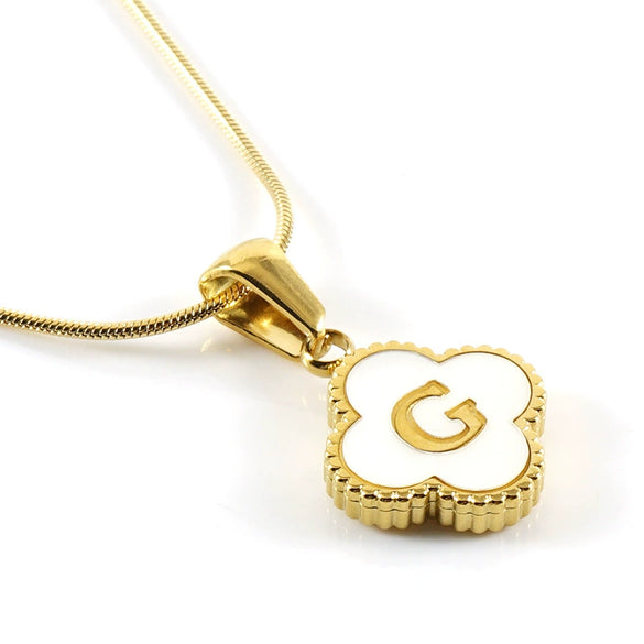 Jewelry Titanium Steel Snake Bone Chain Letter Pendant With Electroplating And Four Leaf Clover Design For Women
