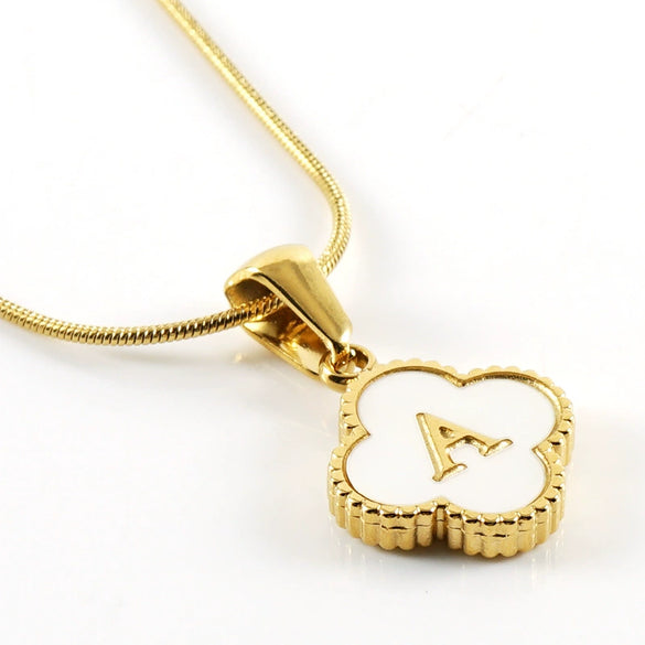 Jewelry Titanium Steel Snake Bone Chain Letter Pendant With Electroplating And Four Leaf Clover Design For Women
