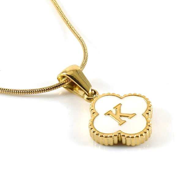 Jewelry Titanium Steel Snake Bone Chain Letter Pendant With Electroplating And Four Leaf Clover Design For Women