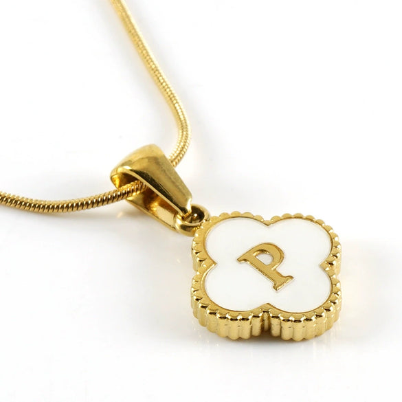 Jewelry Titanium Steel Snake Bone Chain Letter Pendant With Electroplating And Four Leaf Clover Design For Women