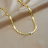 Jewelry Titanium Steel Snake Bone Chain Necklace With Rhinestone And Geometric Design Electroplated