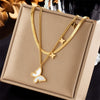 Jewelry Titanium Steel Snake Bone Chain Necklace With Star Butterfly Pendant Electroplating Design For Women