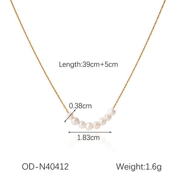 Jewelry Titanium Steel Stainless Steel Imitation Pearl Flowershaped Women's Natural Style Vacuum Plating Set With Pearls Necklace