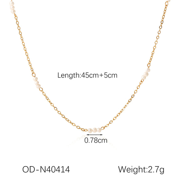 Jewelry Titanium Steel Stainless Steel Imitation Pearl Flowershaped Women's Natural Style Vacuum Plating Set With Pearls Necklace