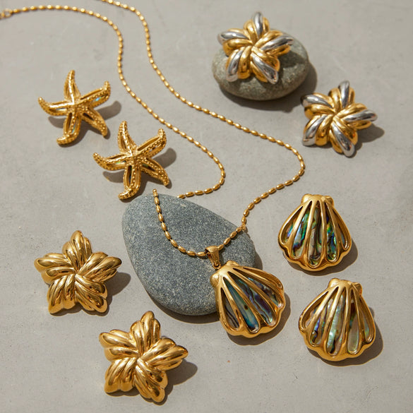 Jewelry Titanium Steel Stainless Steel Marine Life Pattern Electroplating Women's Minimalist Earrings And Necklaces