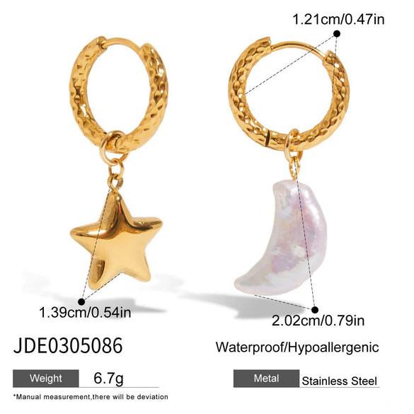 Jewelry Titanium Steel Stainless Steel Multilayer Necklace And Earrings With Stars Moon Electroplating Minimalist Style