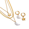Jewelry Titanium Steel Stainless Steel Multilayer Necklace And Earrings With Stars Moon Electroplating Minimalist Style