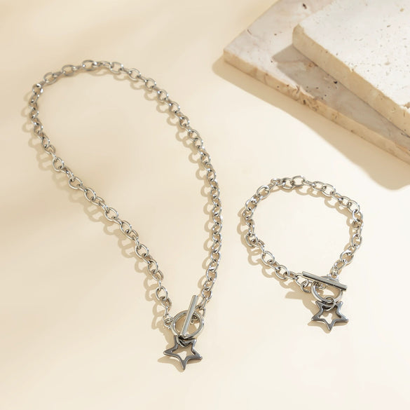 Jewelry Titanium Steel Star Necklace Copper Iron Alloy Electroplated Cross Chain For Women