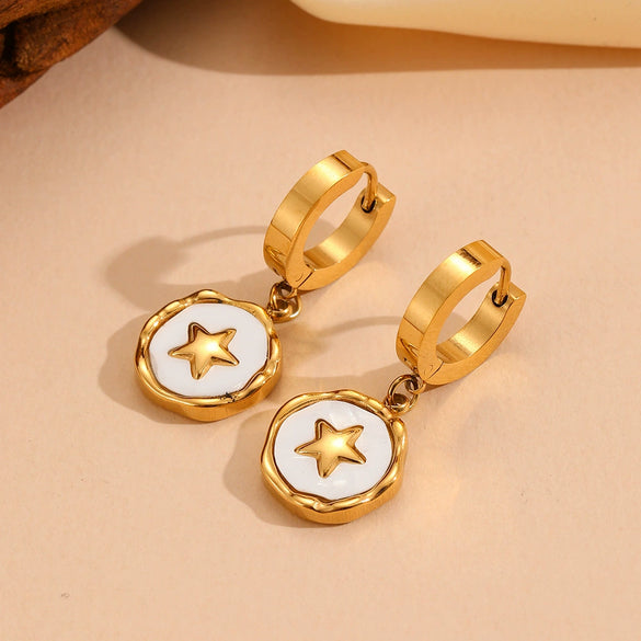Jewelry Titanium Steel Stars Love Shell Peach Heart Pendant Set With Diamonds