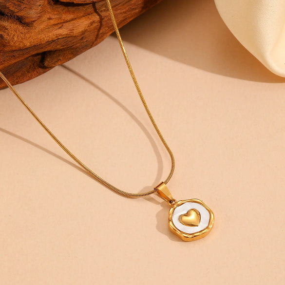 Jewelry Titanium Steel Stars Love Shell Peach Heart Pendant Set With Diamonds
