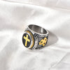 Jewelry Titanium Steel U Shaped Hip Hop Style Vacuum Gold Plated Men's Ring