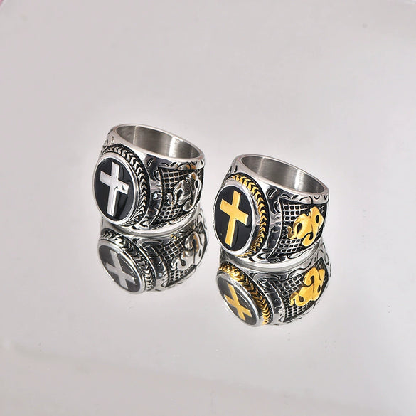 Jewelry Titanium Steel U Shaped Hip Hop Style Vacuum Gold Plated Men's Ring