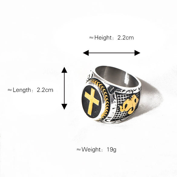 Jewelry Titanium Steel U Shaped Hip Hop Style Vacuum Gold Plated Men's Ring