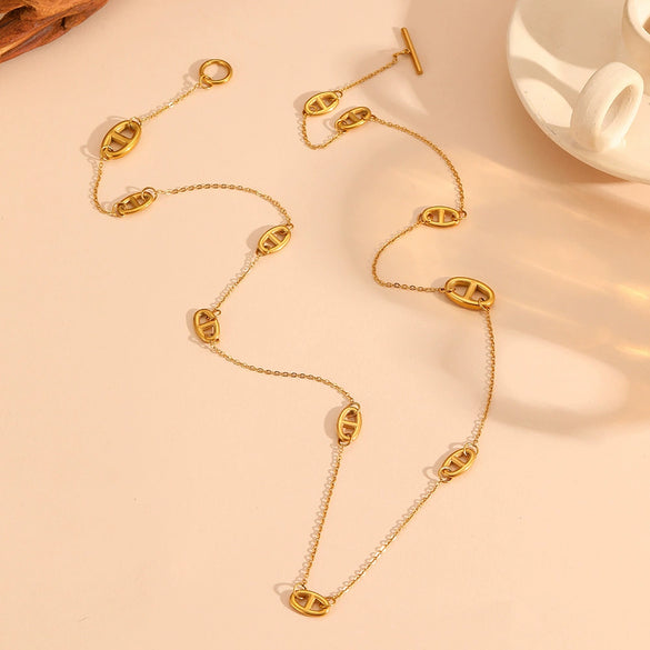 Jewelry Titanium Steel Vacuum Plating Geometric Multiple Pendant Set With Diamonds For Women