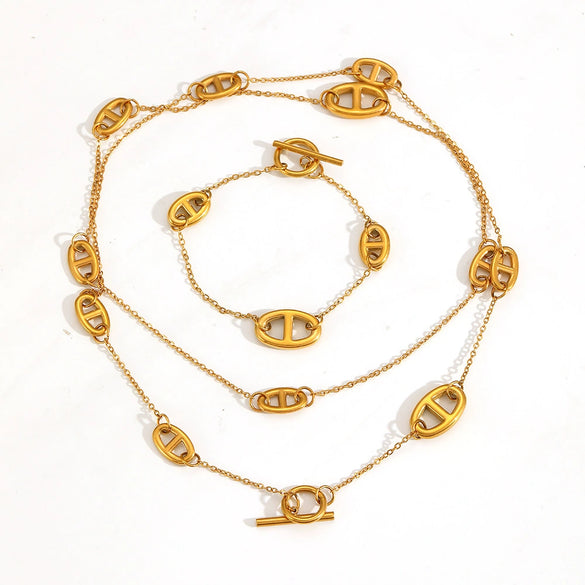 Jewelry Titanium Steel Vacuum Plating Geometric Multiple Pendant Set With Diamonds For Women