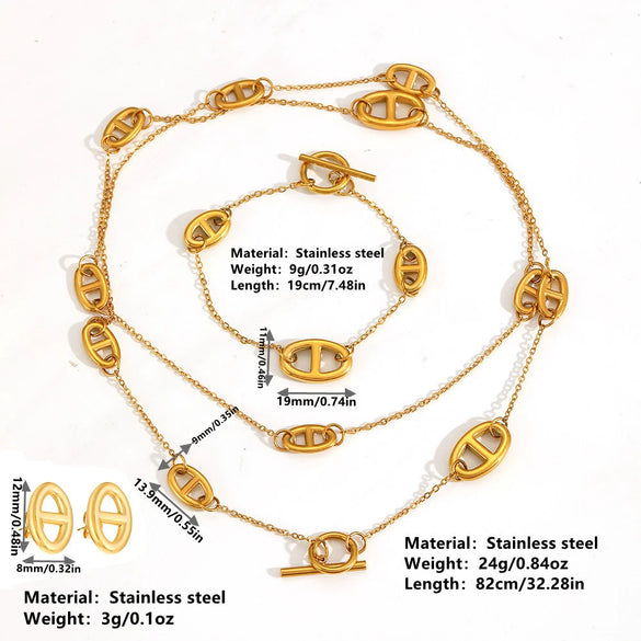 Jewelry Titanium Steel Vacuum Plating Geometric Multiple Pendant Set With Diamonds For Women