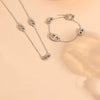 Jewelry Titanium Steel Vacuum Plating Geometric Multiple Pendant Set With Diamonds For Women