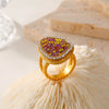 Jewelry Titanium Steel Water Drops Geometric Pvd Plated True Gold Fashion Ring