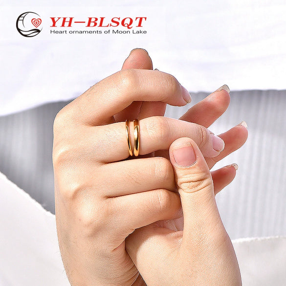 Jewelry Titanium Steel Wave Shape Electroplating Minimalist Opening Ring For Women