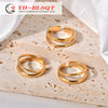 Jewelry Titanium Steel Wave Shape Electroplating Minimalist Opening Ring For Women