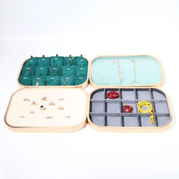Jewelry Tray Aluminum Alloy Solid Wood Geometric Splicing High Sense Jewelry Storage Rack