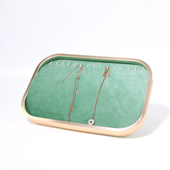 Jewelry Tray Aluminum Alloy Solid Wood Geometric Splicing High Sense Jewelry Storage Rack