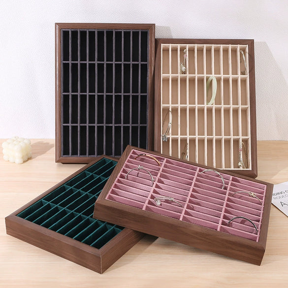 Jewelry Tray Density Board Sticker And Flannel Material Square Shape Splicing Craft Highend Style