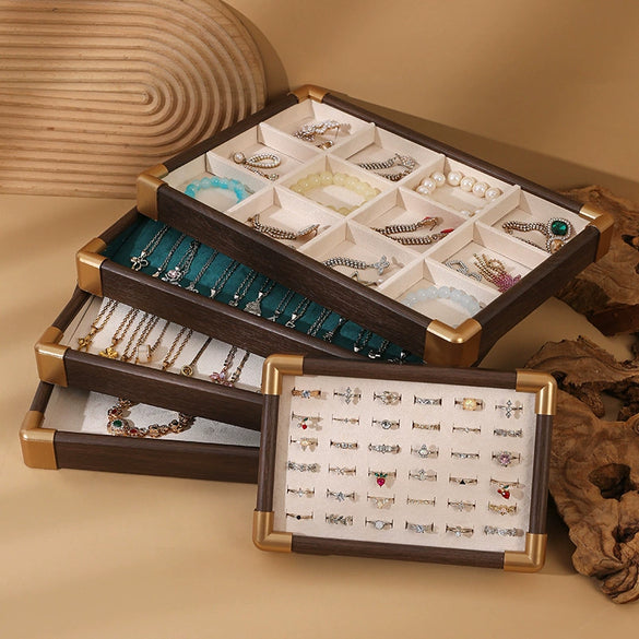 Jewelry Tray Density Board Sticker Flannel Square Shape Splicing Craft Highend Style