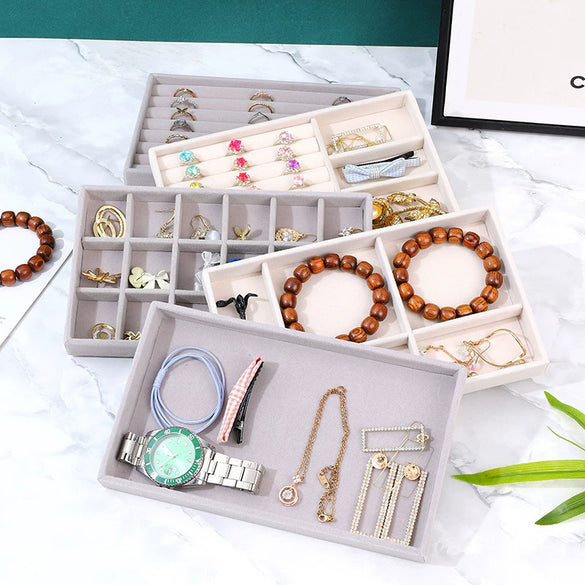 Jewelry Tray Flannel Geometric Shape Splicing Highend Feel