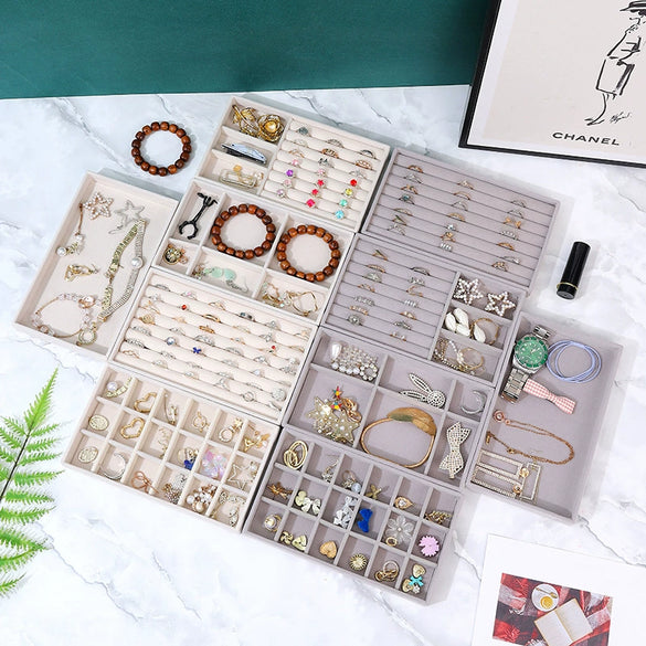 Jewelry Tray Flannel Geometric Shape Splicing Highend Feel