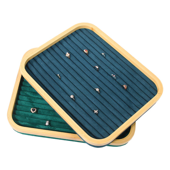 Jewelry Tray Solid Wood And Flannel Rectangle Splicing Style For Jewelry Storage And Display