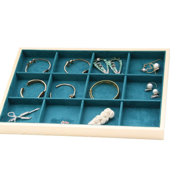Jewelry Tray Solid Wood Geometric Artistic Style For Ring Earrings Necklace Bracelet Storage And Display
