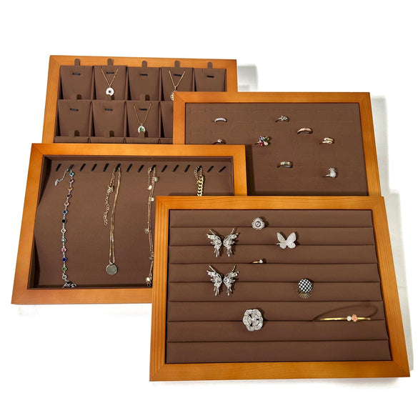 Jewelry Tray Solid Wood Geometric Splicing Style For Jewelry Storage Display