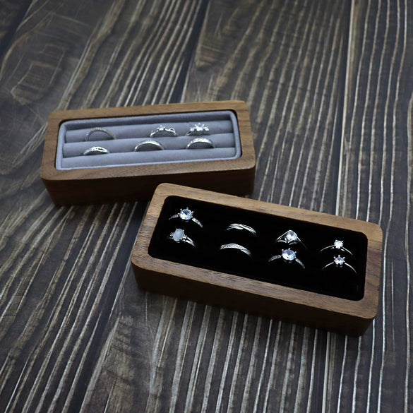 Jewelry Tray Storage Box Wooden Black Walnut For Ring Necklace Pendant Earrings