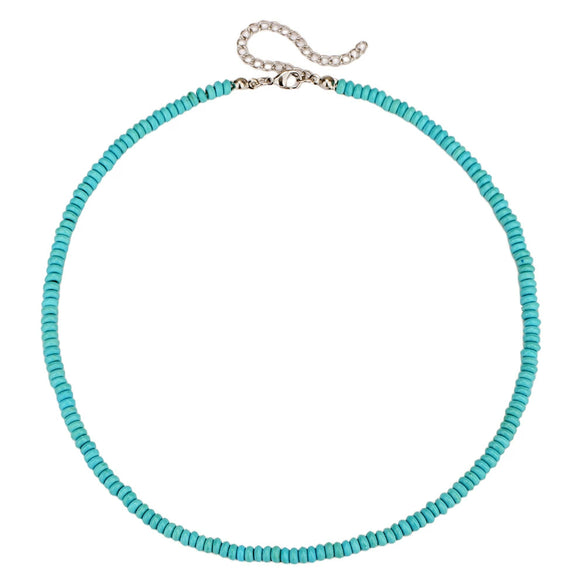 Jewelry Turquoise Beaded Necklace Pine Stone Alloy Geometric Handmade