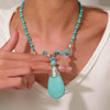 Jewelry Turquoise Beaded Necklace Pine Stone Alloy Geometric Handmade