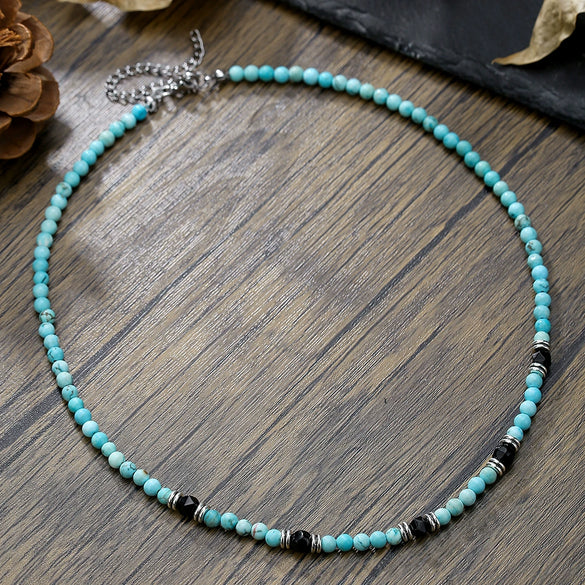 Jewelry Turquoise Beaded Necklace Pine Stone Alloy Geometric Handmade